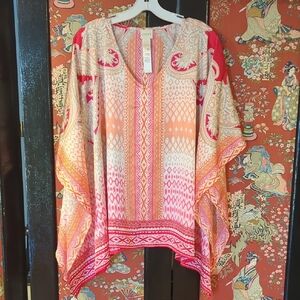 Chico's Vibrant Red and Pink Tunic